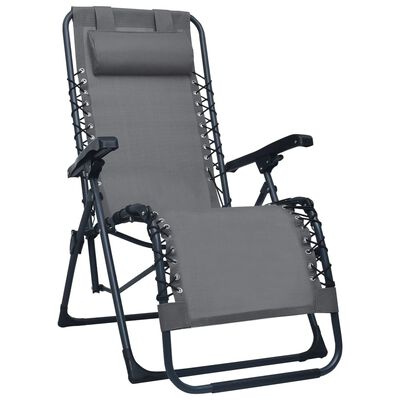 vidaXL Skladacie terasové stoličky 2 ks sivé textilénové