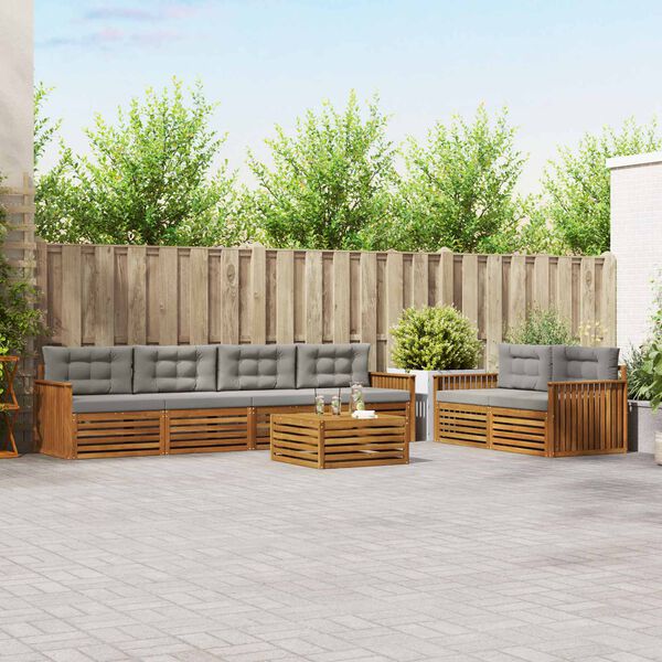 vidaXL Z&aacute;hradn&aacute; s&uacute;prava gaučov s vank&uacute;&scaron;om 7 pcs Pr&iacute;rodn&aacute; a svetlosiv&aacute;