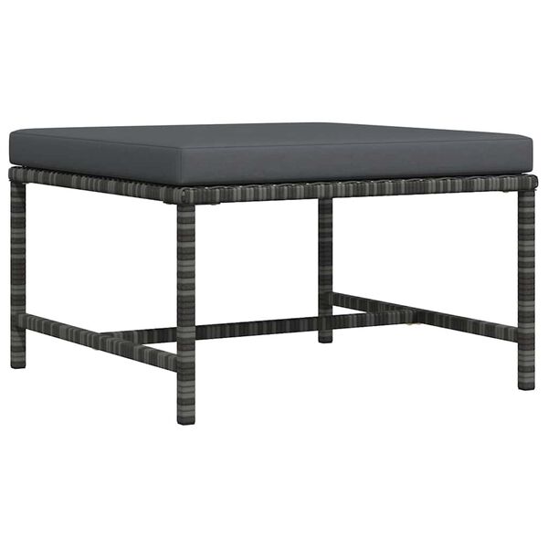 vidaXL Sekčná taburetka s podložkou sivá polyratan