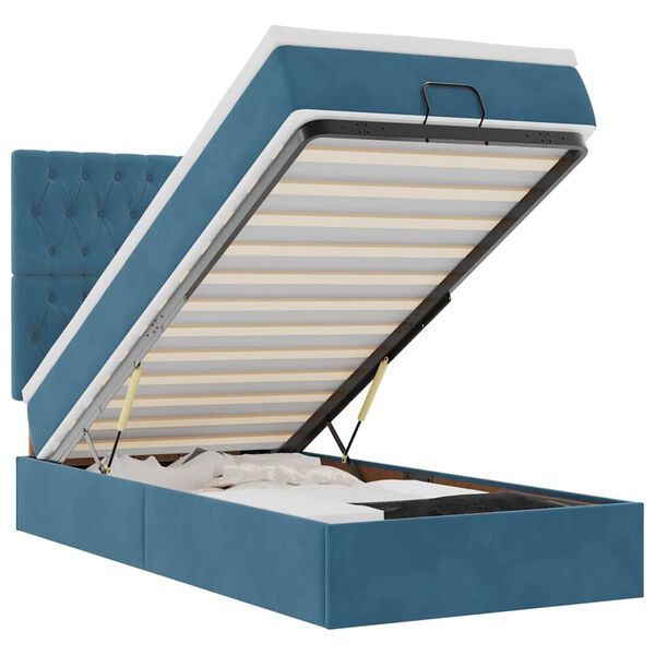 vidaXL Osmanský rám postele s matracmi tmavomodrá 90x200 cm zamat