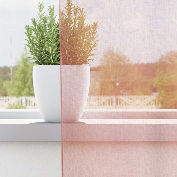 vidaXL Voile záclony s vreckami na tyče, 2 ks, ružové