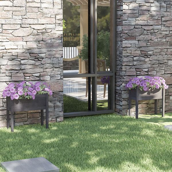 vidaXL Záhradné kvetináče 2 ks sivý 70x31x70 cm borovicový masív