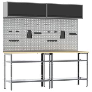 vidaXL Sada pracovn&eacute;ho stola 8 ks Čierna a &Scaron;ed&aacute; 200 x 55 x 200 cm