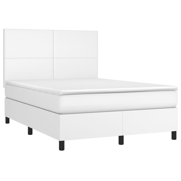 vidaXL Boxspring posteľ s matracom biela 140x200 cm umel&aacute; koža