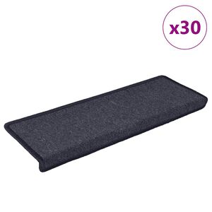 vidaXL Schodov&eacute; rohože 30 ks 65x21x4 cm tmavo&scaron;ed&eacute; a modr&eacute; s obdĺžnikov&yacute;m okrajom