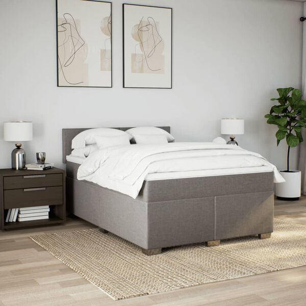vidaXL Boxspring posteľ s matracom sivohned&yacute; 140x190 cm l&aacute;tka