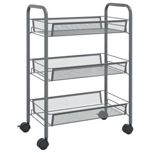 vidaXL Kuchynsk&yacute; voz&iacute;k s 3 poschodiami siv&yacute; 46x26x64 cm železn&yacute;