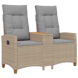 vidaXL Hojdačka s tabletou 2 -Seater 126 x 65 x 112 cm polyratan