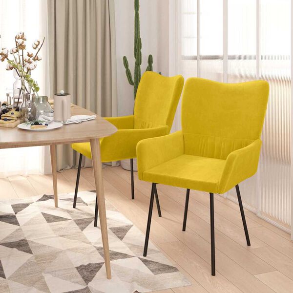 vidaXL Jedálenské stoličky 2 ks žlté zamatové