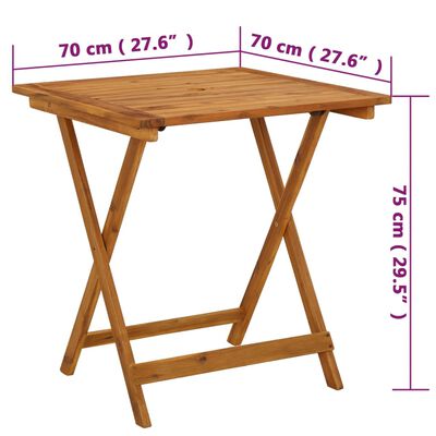 vidaXL Skladací záhradný stôl 70x70x75 cm, akáciový masív