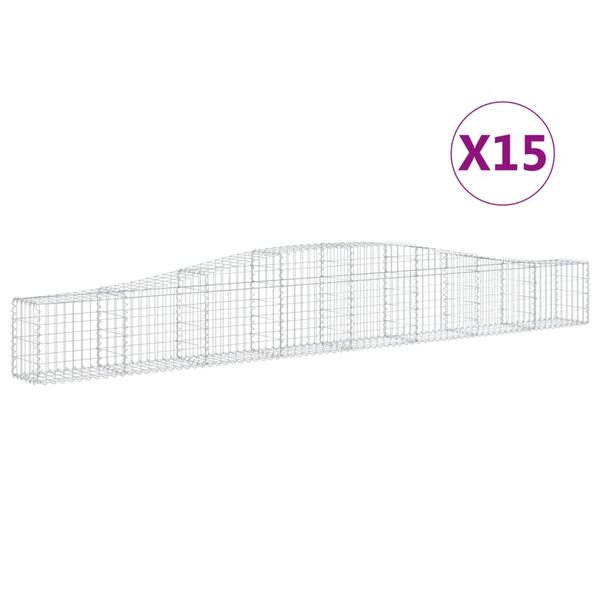 vidaXL Oblúkový gabionový kôš 15 ks 400x30x40/60 cm pozinkované železo