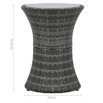 vidaXL Záhradný bočný stolík v tvare bubna šedý polyratanový