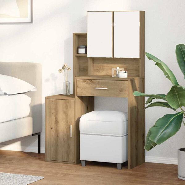 vidaXL Toaletn&yacute; stol&iacute;k Remeseln&yacute; dub 80 x 35 x 132 cm Kompozitn&eacute; drevo