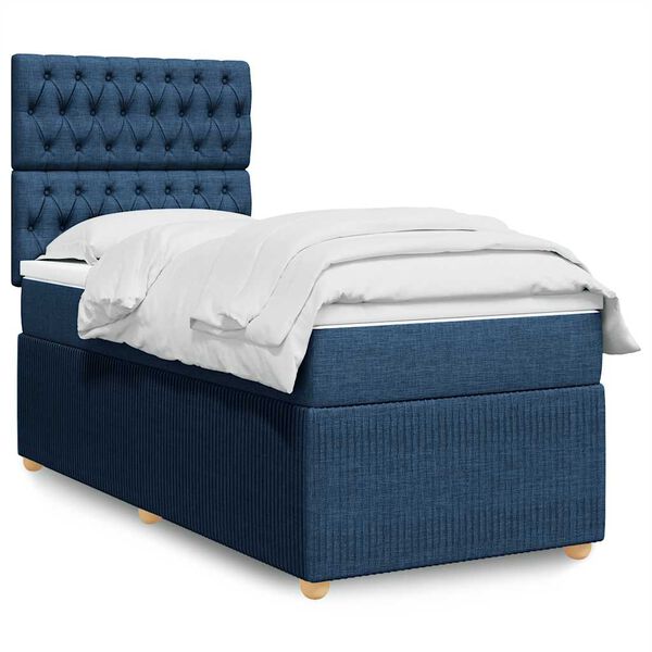 vidaXL Boxspring posteľ s matracom modr&aacute; 100x200 cm l&aacute;tka