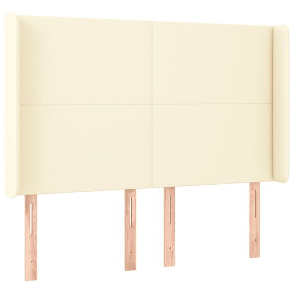 vidaXL Čelo postele kr&eacute;mov&eacute; 147x16x118/128 cm umel&aacute; koža