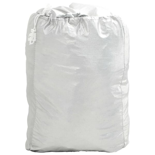 vidaXL Polovičn&aacute; plachta na auto s h&aacute;čikmi strieborn&aacute; XL PEVA