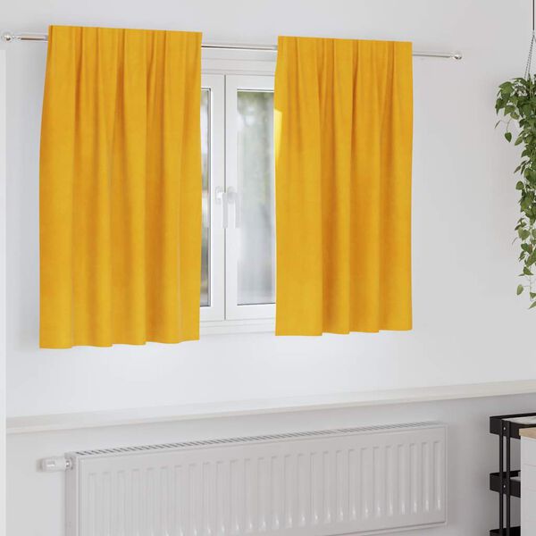 vidaXL Zatemňovacie z&aacute;vesy 2 pcs Horčicov&aacute; žlt&aacute; 140 x 140 cm Zamat