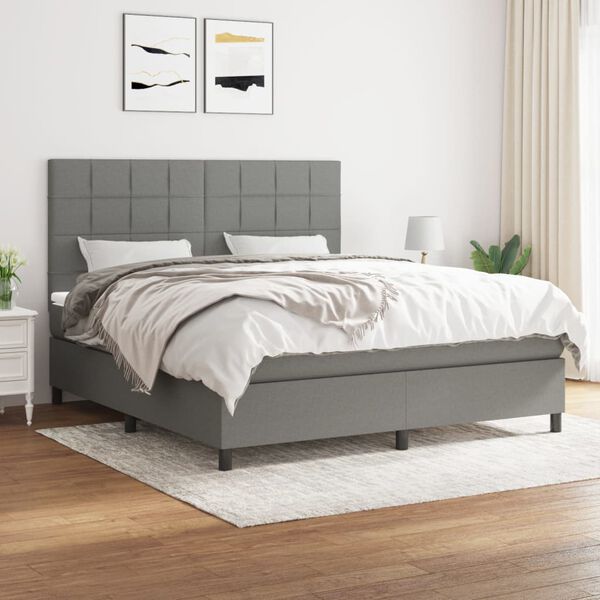 vidaXL Boxspring posteľ s matracom tmavosiv&aacute; 160x200 cm l&aacute;tka