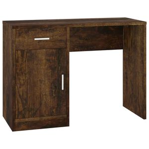 vidaXL Stol&iacute;k, z&aacute;suvka a skrinka dymov&yacute; dub 100x40x73 cm sprac. drevo