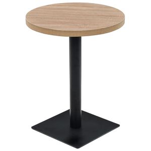 vidaXL Bistro stol&iacute;k, MDF a oceľ, okr&uacute;hly, 60x75 cm, dubov&aacute; farba