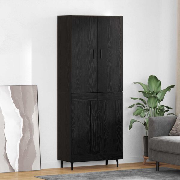 vidaXL Highboard 2 pcs Čierny dub Drevovl&aacute;knit&aacute; doska a sklo