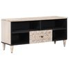 vidaXL TV skrinka Biela 100 x 33,5 x 46 cm Mas&iacute;vne mango drevo