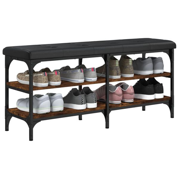 vidaXL Lavička na topánky dymový dub 102x32x47 cm kompozitné drevo