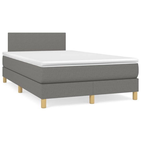 vidaXL Boxspring posteľ s matracom a LED, tmavosiv&aacute; 120x190 cm, l&aacute;tka