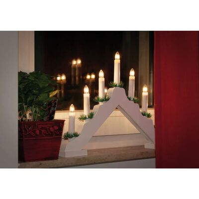 Ambiance Vianočný svietnik, ihlan, so 7 LED sviečkami, biely