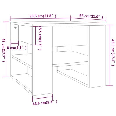 vidaXL Konferenčný stolík sivý sonoma 55,5x55x45cm spracované drevo
