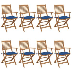 vidaXL Skladacie z&aacute;hradn&eacute; stoličky 8 ks so sed&aacute;kmi ak&aacute;ciov&yacute; mas&iacute;v