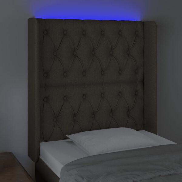 vidaXL Čelo postele s LED sivohned&eacute; 83x16x118/128 cm l&aacute;tka