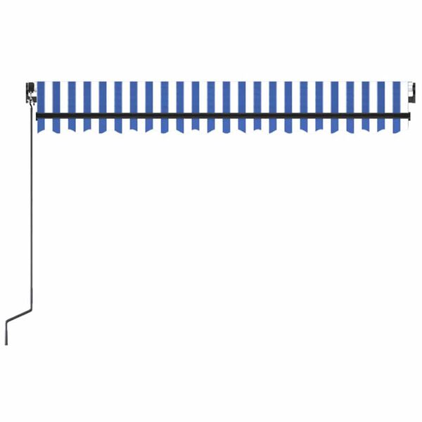 vidaXL Ručne zaťahovacia mark&iacute;za s LED 450x300 cm modr&aacute; a biela