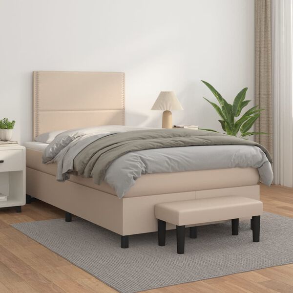 vidaXL Boxspring posteľ s matracom kapuč&iacute;nov&aacute; 120x200 cm umel&aacute; koža
