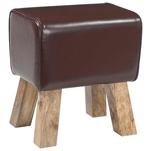 vidaXL lavička 40 x 30 x 45 cm Skutočn&aacute; koža Tmavohned&aacute;