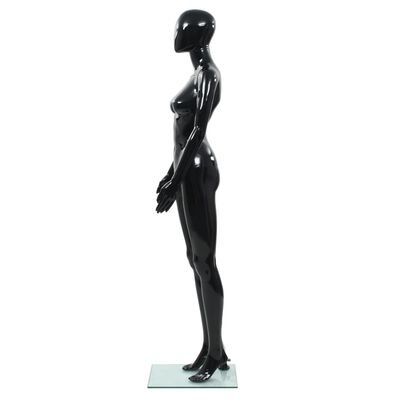 vidaXL Dámska figurína, sklenený podstavec, lesklá čierna 175 cm