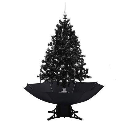 vidaXL Snežiaci vianočný stromček s dáždnikovým podstavcom čierny 140 cm PVC