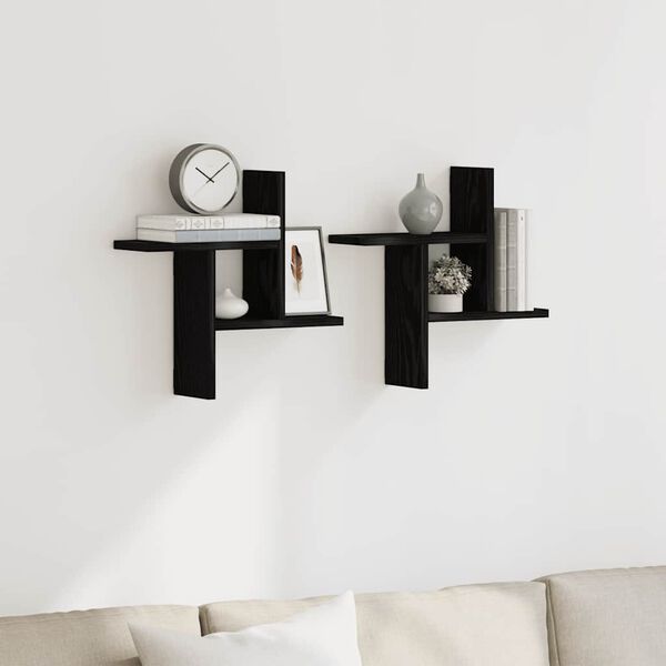 vidaXL N&aacute;stenn&eacute; police 2 ks čierne dub 38x12x38 cm kompozitn&eacute; drevo