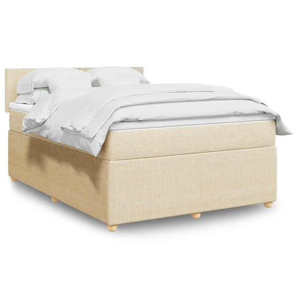 vidaXL Boxspring posteľ s matracom kr&eacute;mov&yacute; 140x190 cm l&aacute;tka