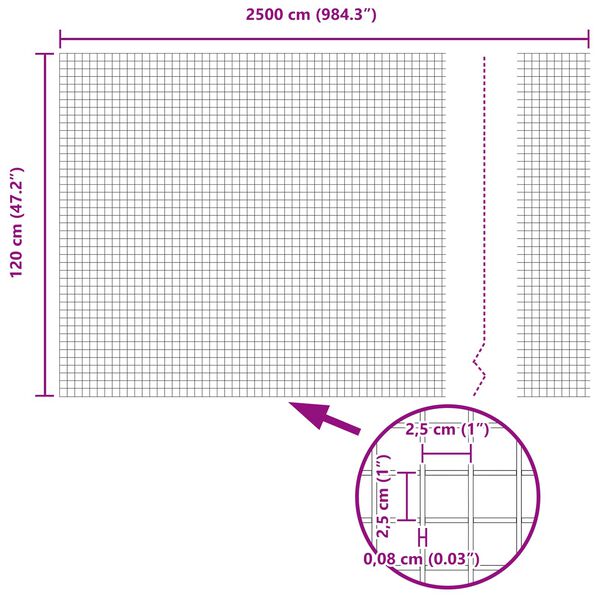 vidaXL Zvarený drôtený plot Strieborná 1.2 x 25 m Oceľ
