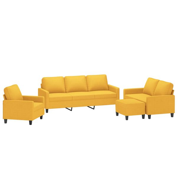 vidaXL 4-dielna sedacia s&uacute;prava s vank&uacute;&scaron;mi bledožlt&aacute; l&aacute;tka