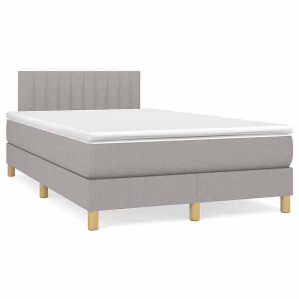 vidaXL Boxspring posteľ s matracom a LED, svetlosiv&aacute; 120x190 cm, l&aacute;tka