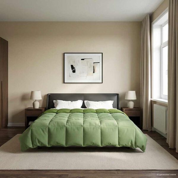 vidaXL Prikr&yacute;vka na cel&yacute; rok &Scaron;nurovan&yacute; Zelen&aacute; 240 x 260 cm Mikrovl&aacute;kno