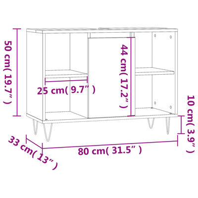 vidaXL Kúpeľňová skrinka hnedý dub 80x33x60 cm kompozitné drevo