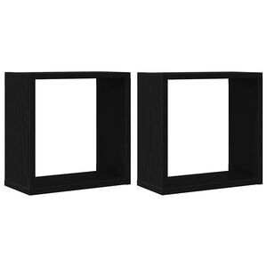 vidaXL N&aacute;stenn&eacute; kockov&eacute; police 2 ks, čierny dub 30x15x30 cm, technick&eacute; drevo