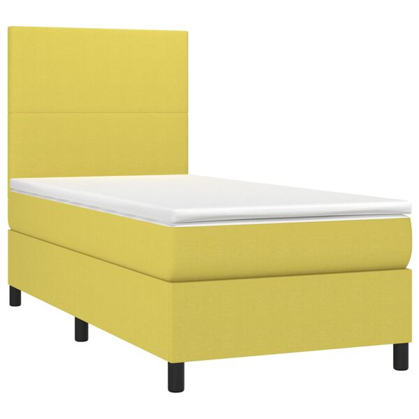 vidaXL Posteľ boxsping s matracom a LED zelen&aacute; 100x200 cm l&aacute;tka