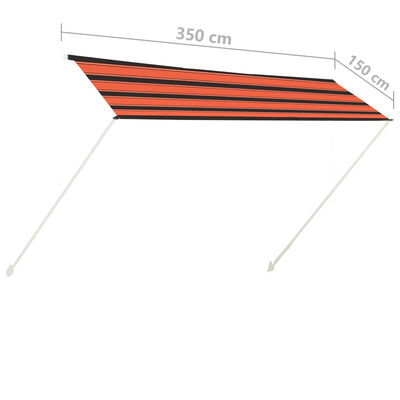 vidaXL Zaťahovacia markíza 350x150 cm oranžová a hnedá