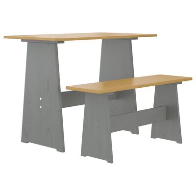 vidaXL Jedálenský stôl s lavicou,medovo hnedý a sivý, borovicový masív