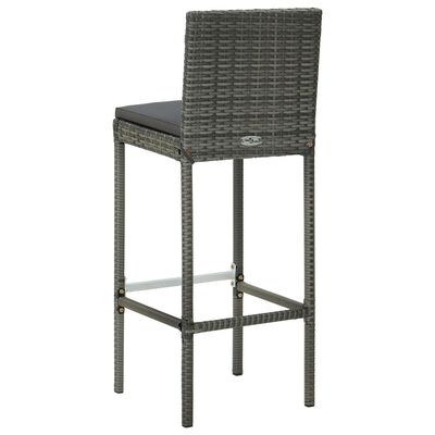 vidaXL Záhradné barové stoličky s vankúšmi 4 ks sivé polyratan