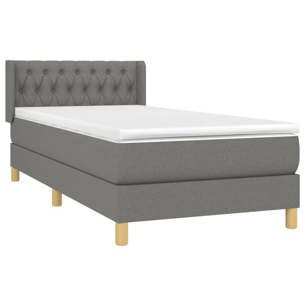 vidaXL Boxspring posteľ s matracom tmavosiv&aacute; 90x190 cm l&aacute;tka